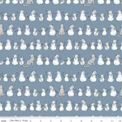 Flannel Snow Leopard Snowmen Rows Cornflower