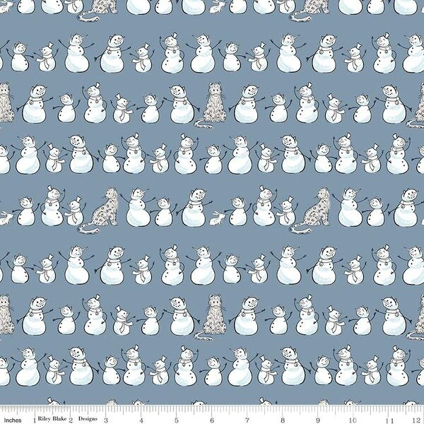 Flannel Snow Leopard Snowmen Rows Cornflower 1 Flannel Snow Leopard Snowmen Rows Cornflower