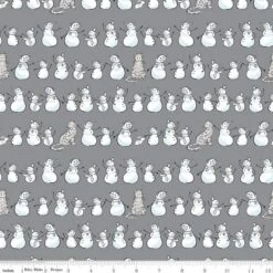 Flannel Snow Leopard Snowmen Rows Gray