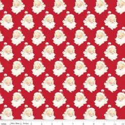 Flannel Old Fashioned Christmas Santa Heads Red