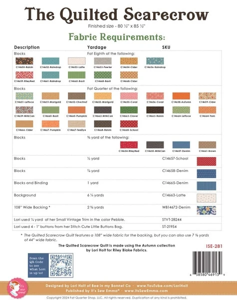 It's Sew Emma The Quilted Scarecrow Quilt Pattern 2 It's Sew Emma The Quilted Scarecrow Quilt Pattern - Image 2