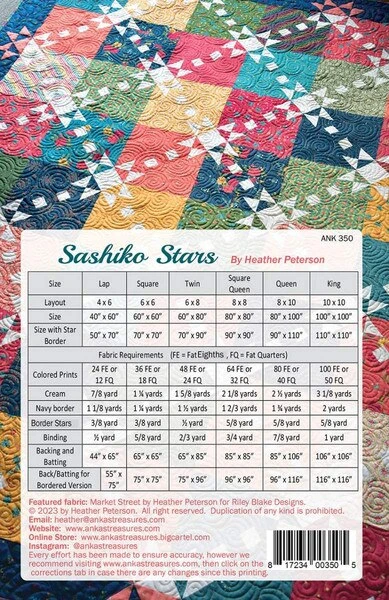 Heather Peterson Sashiko Stars Quilt Pattern 2 Heather Peterson Sashiko Stars Quilt Pattern - Image 2