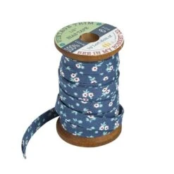 Lori Holt 1/2" Double Fold Bias Tape Cook Book Denim Blossom